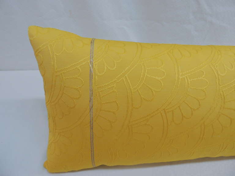 Vintage Japanese Yellow Silk Obi Bolster Pillow For Sale at 1stdibs