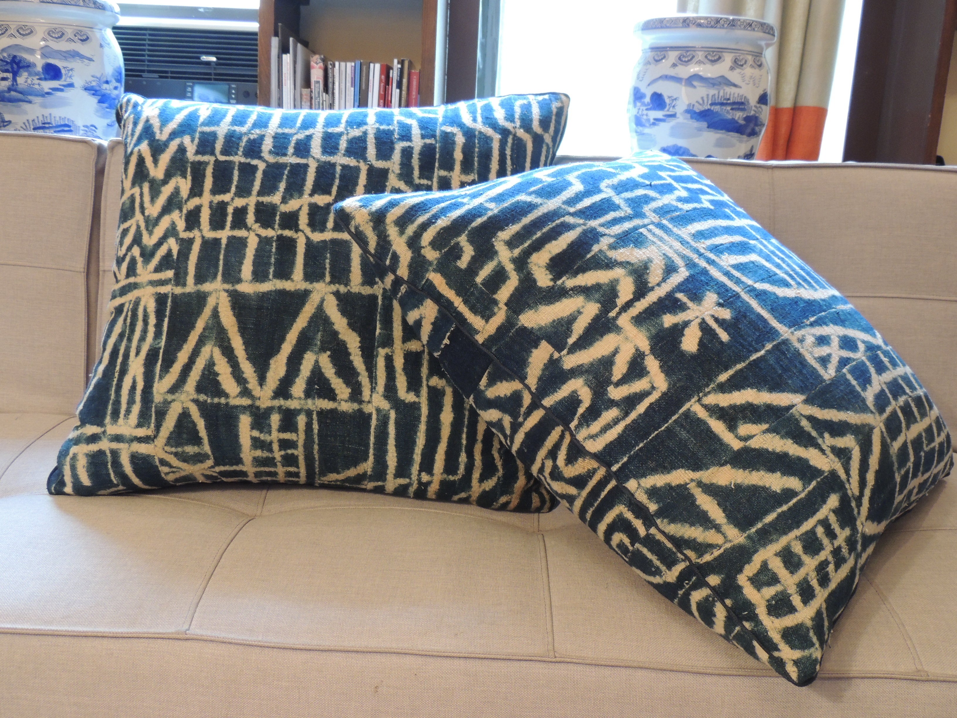 Pair of African Floor Pillows. For Sale