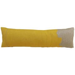 Vintage Japanese Yellow Silk Obi Bolster Pillow 7