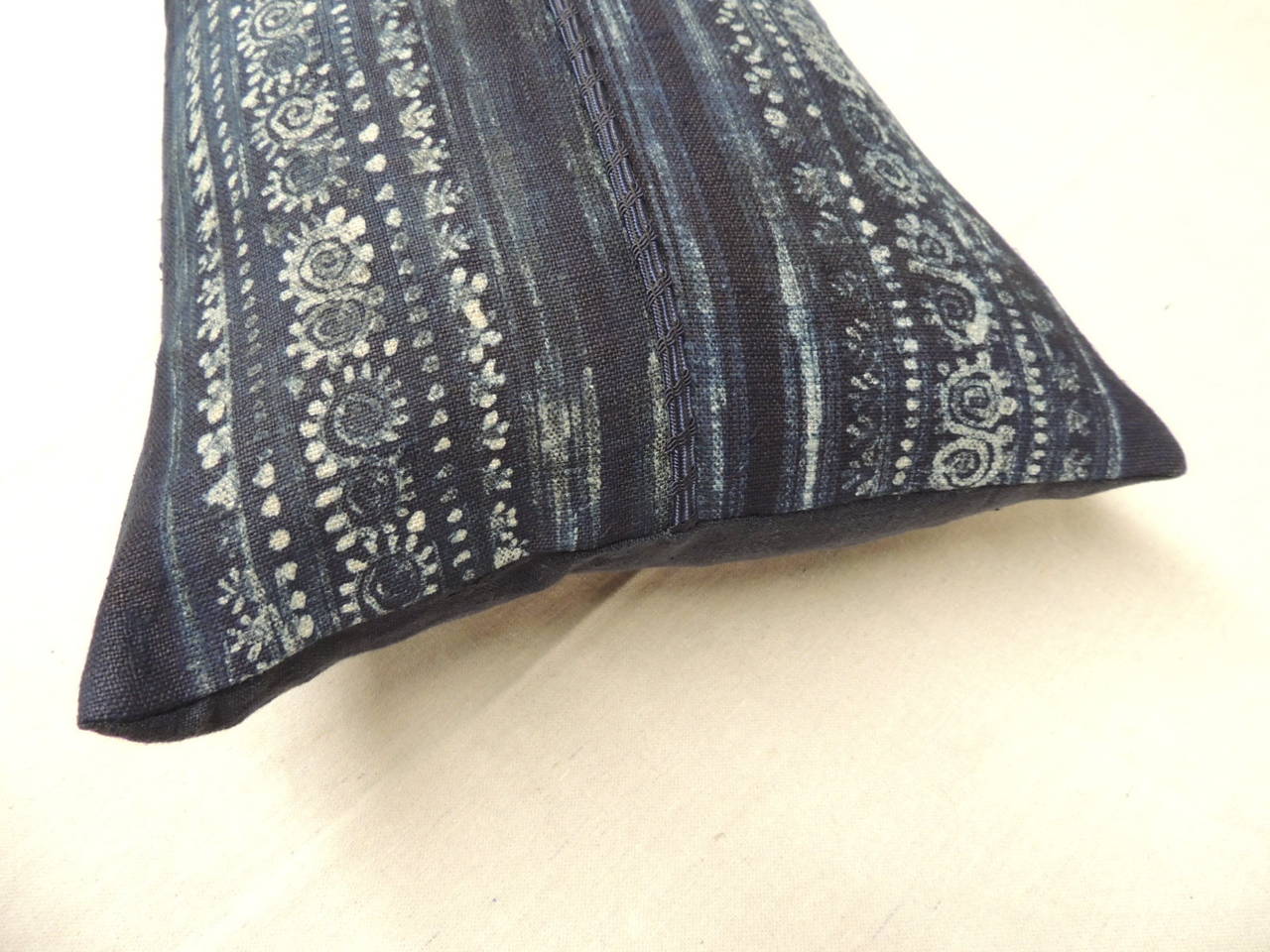 Tribal Indigo Batik Hand-Blocked Bolster Pillow