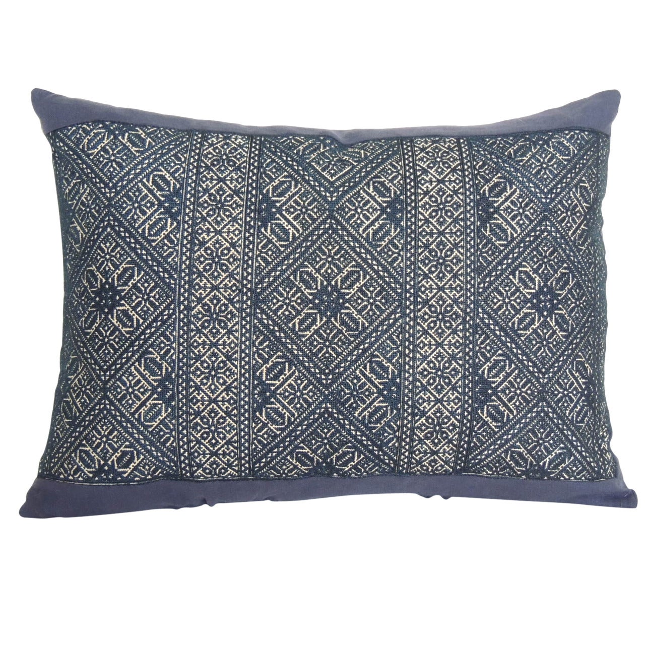 Large Indigo Fez Embroidery Bolster Pillow