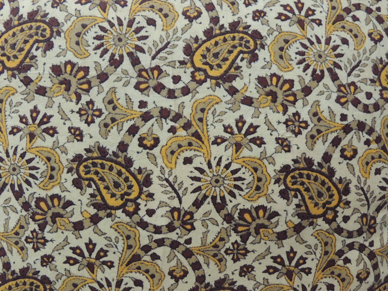 Mid-20th Century Pair of Yellow Paisley Indian Batik Decorative Pillows