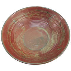 Large Red Glazed Stoneware Bowl