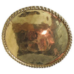 Vintage Large Round Polished Brass Tray
