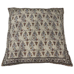 Large Indian Hand Blocked Paisley Batik Floor  Pillow