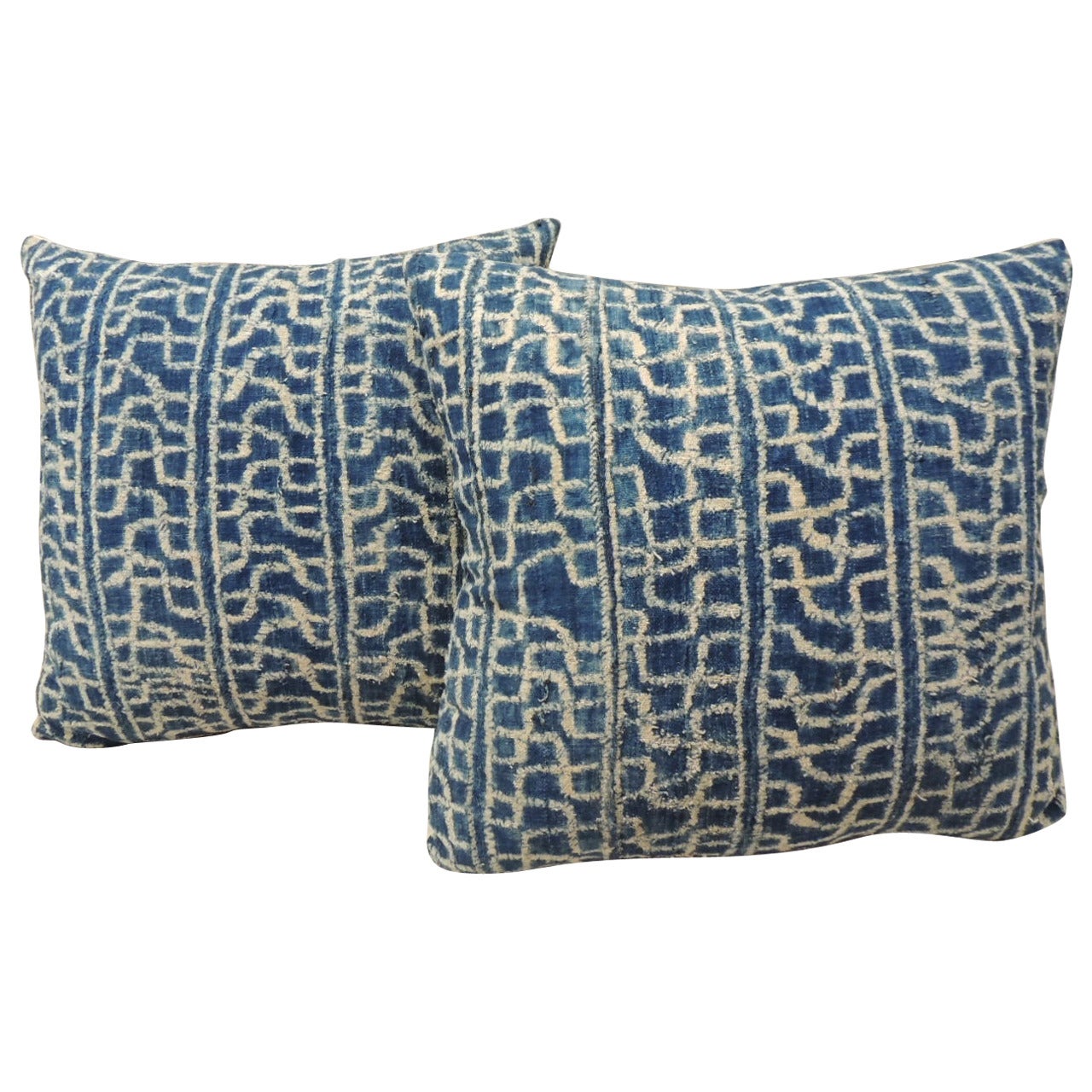 Pair of African Blue and Natural Pillows