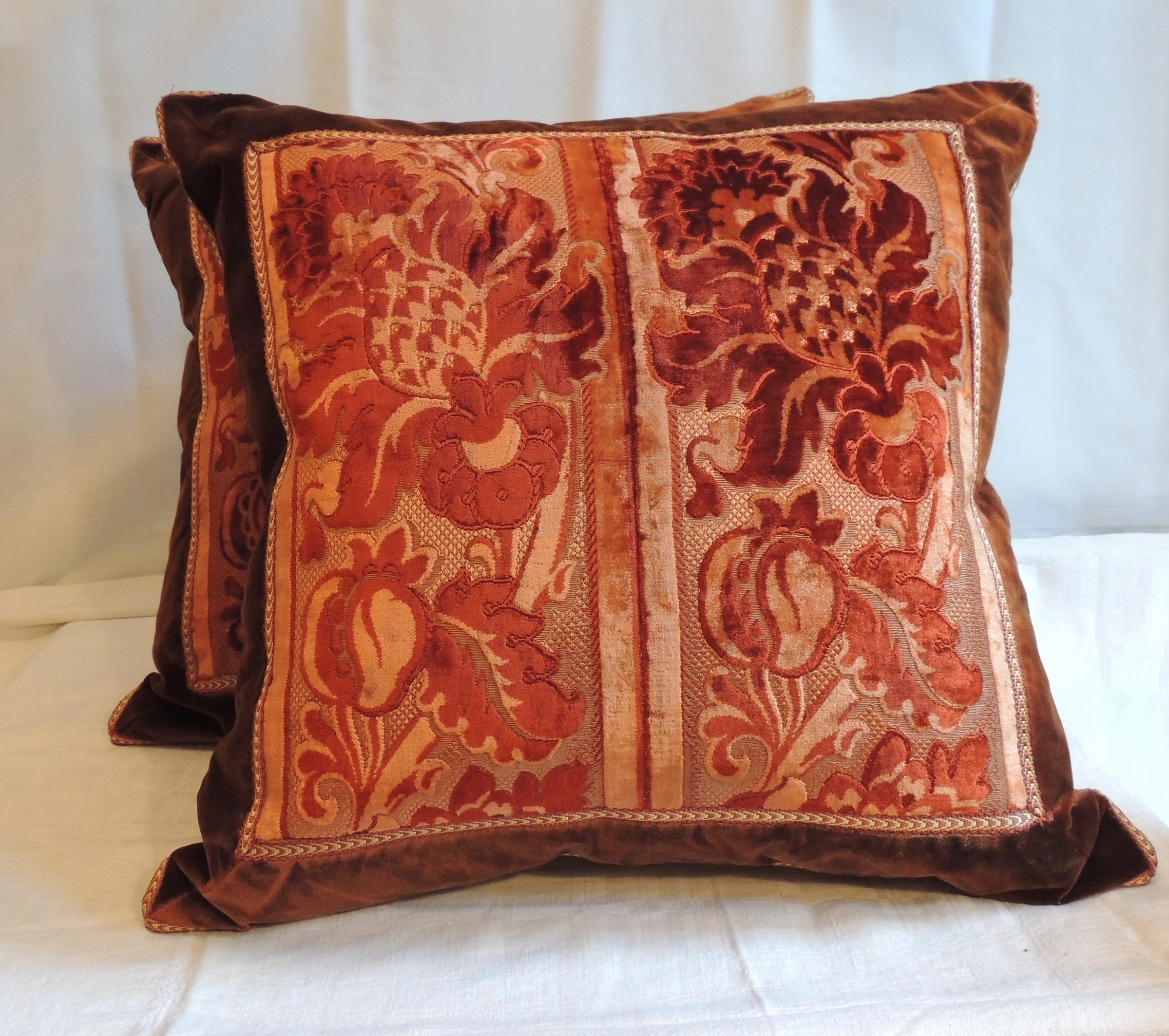 Pair of Silk Velvet Pillows. For Sale