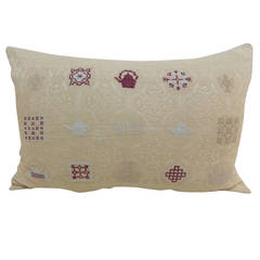 English Embroidery "Sampler" Bolster Pillow