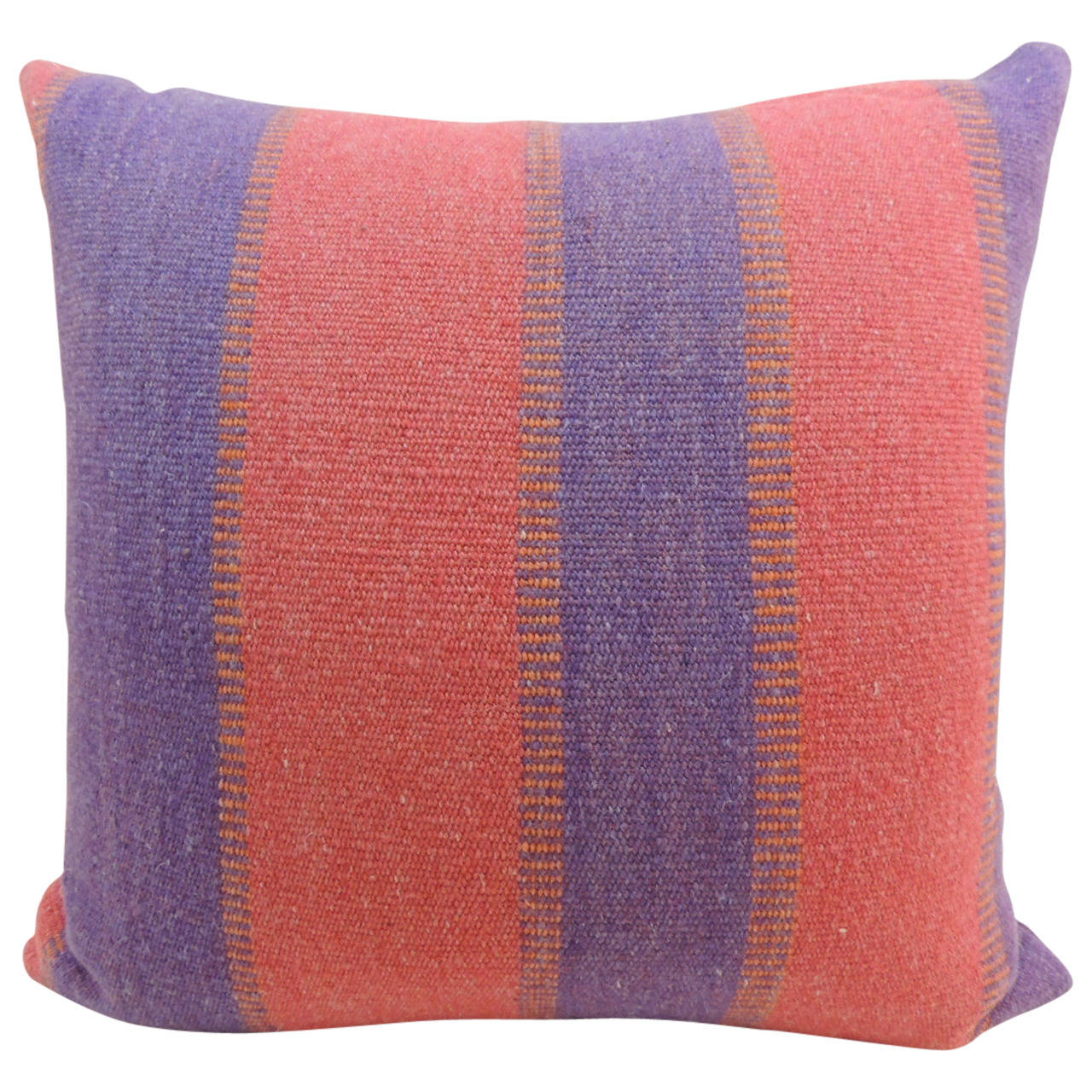 Vintage Red and Purple Stripe Alpaca Floor Decorative Pillow For Sale at 1stdibs