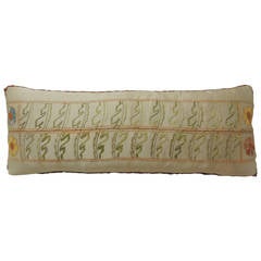 Antique Silk Turkish Embroidery Bolster Pillow