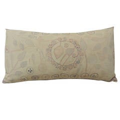 Indian "Kantha" Embroidery Bolster Pillow
