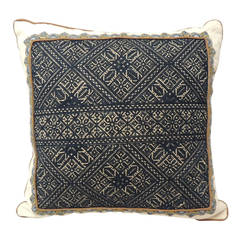Antique Fez Indigo Embroidery Pillow