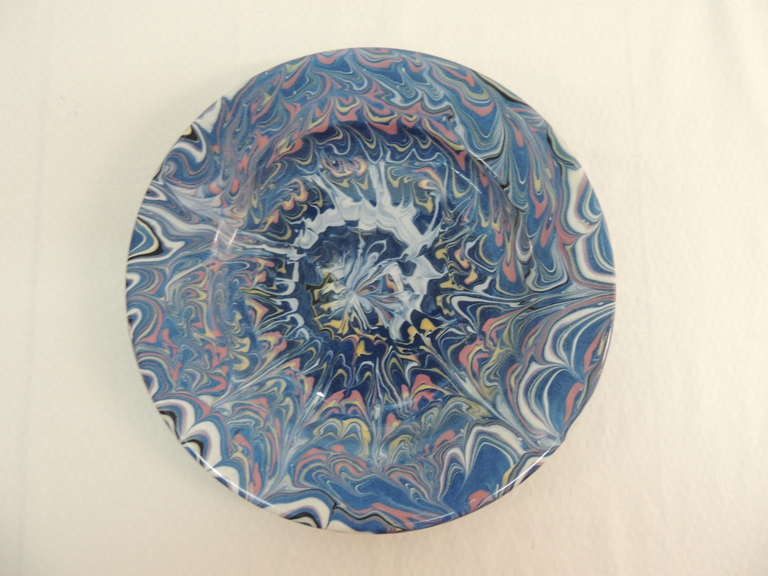 Vintage Marbleized Blue Ceramic Dish.