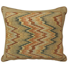 Antique Textile Bargello Tapestry Pillow