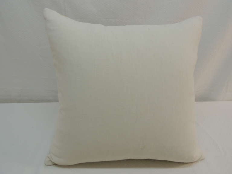 CLOSE OUT SALE African Raffia Velvet Pillow with Jute Trim Decorative Pillow For Sale at 1stdibs