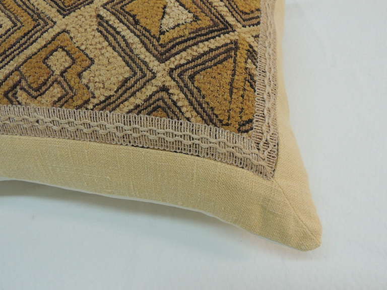 CLOSE OUT SALE African Raffia Velvet Pillow with Jute Trim Decorative