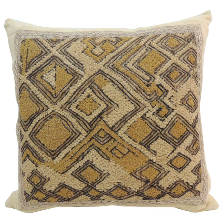 CLOSE OUT SALE African Raffia Velvet Pillow with Jute Trim Decorative