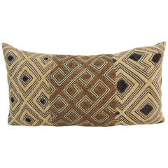 Antique African Shoowa Brown and Black Bolster Pillow