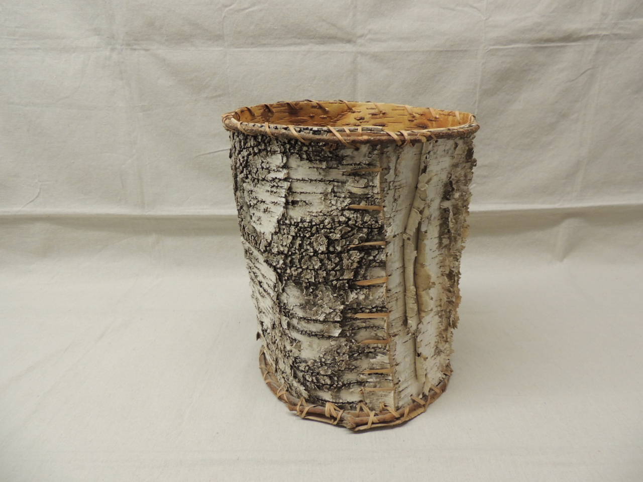 Primitive Tree Bark Waste Basket For Sale