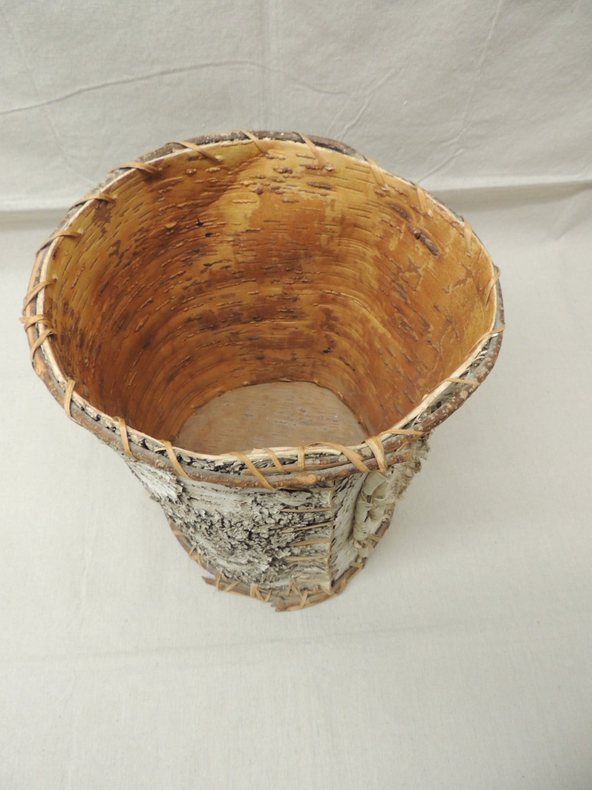 American Tree Bark Waste Basket For Sale