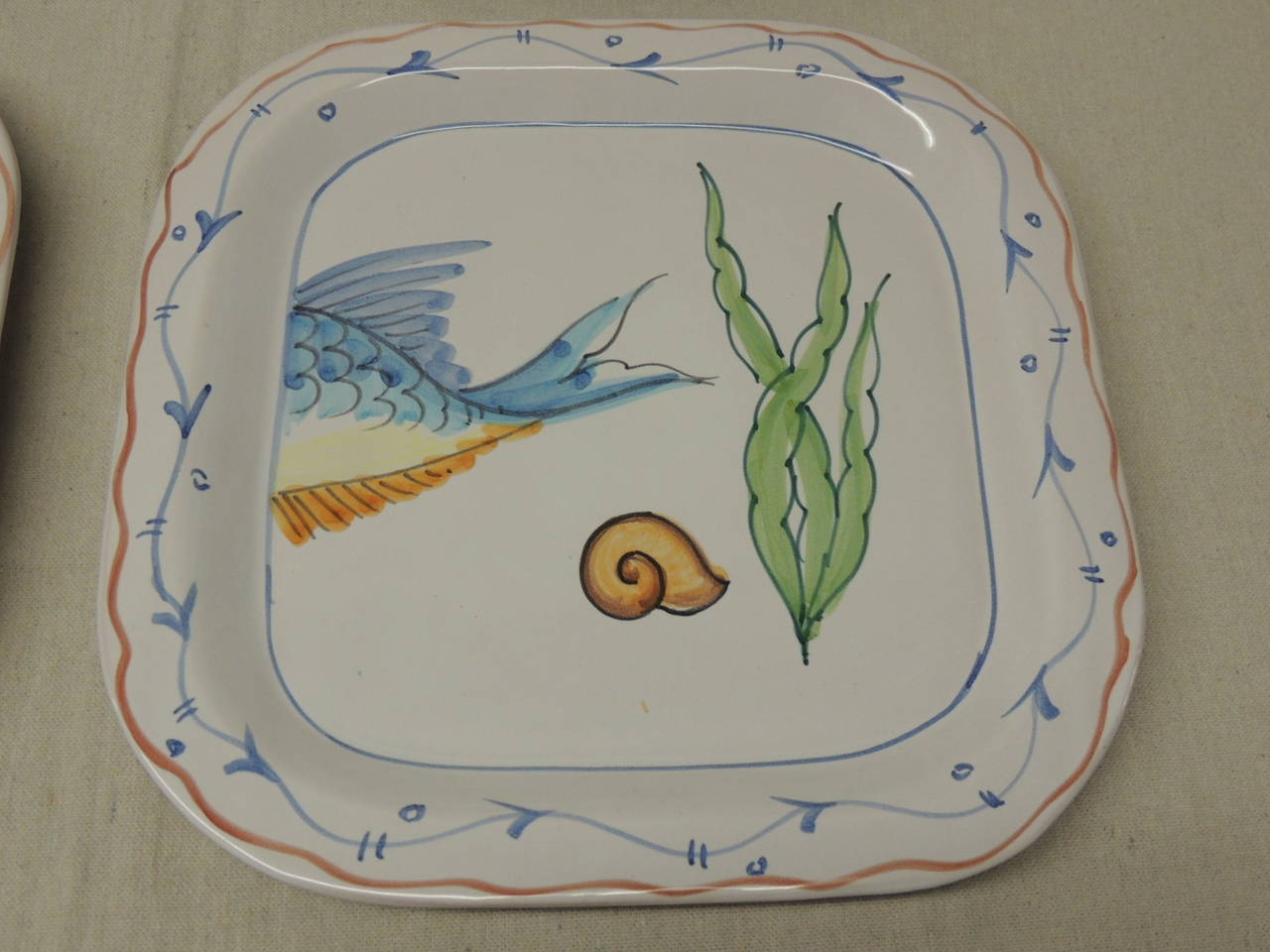Mid-Century Modern Set of Four Fish Plates by Vietri