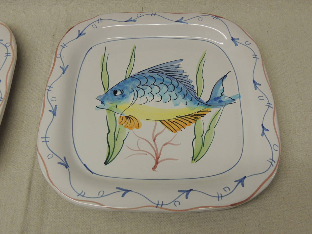 Italian Set of Four Fish Plates by Vietri