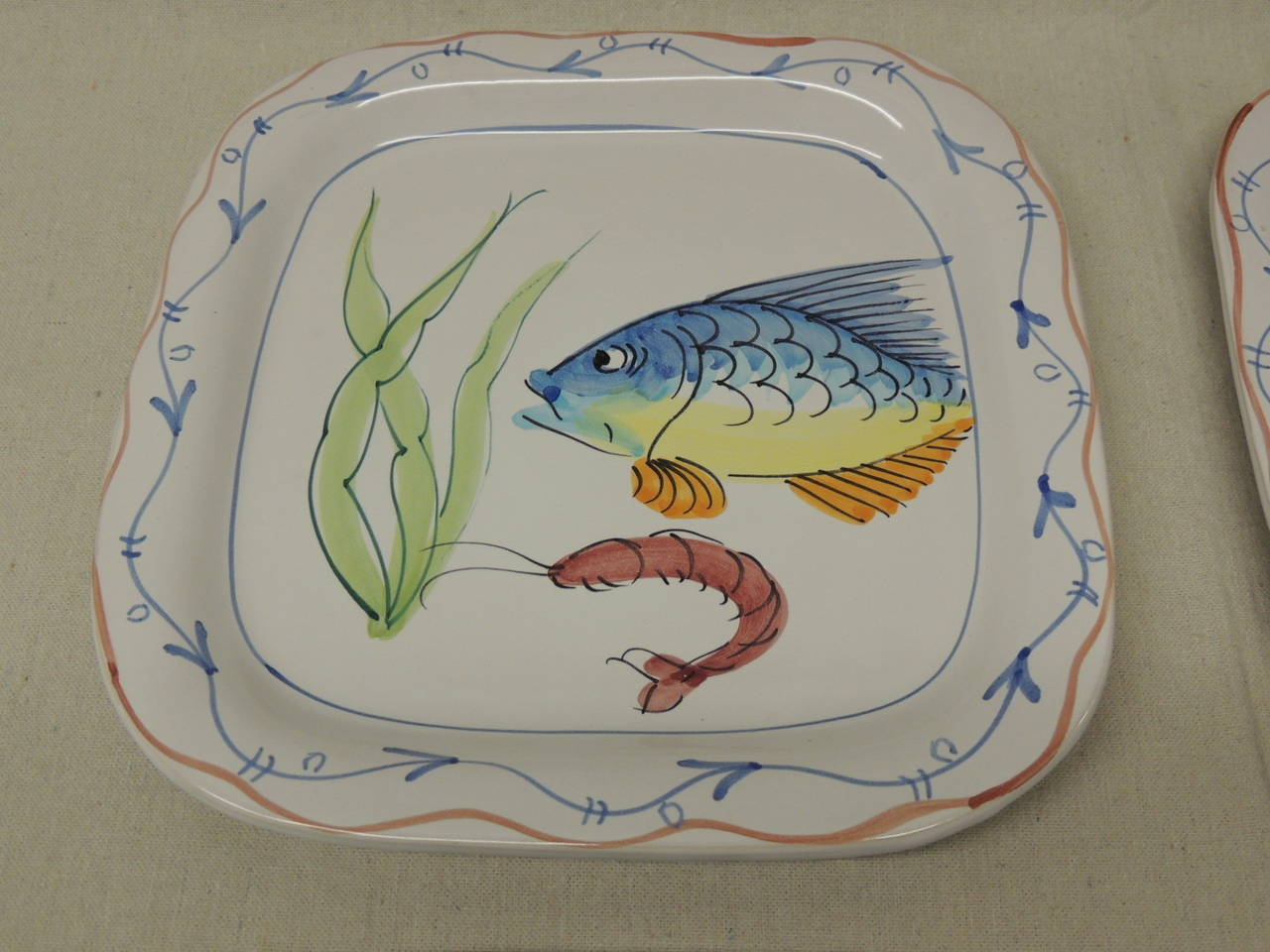 Hand-Painted Set of Four Fish Plates by Vietri