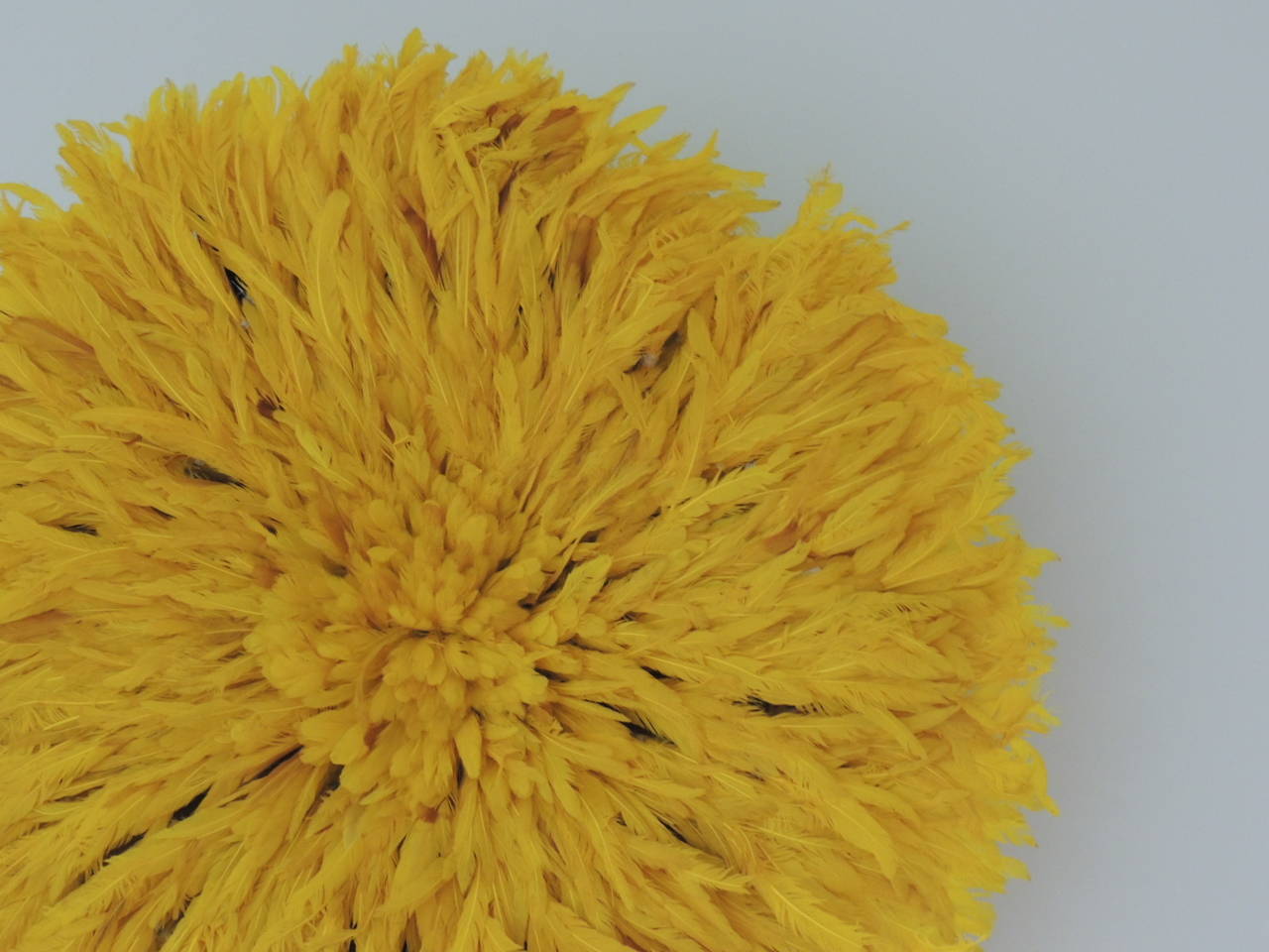 Large decorative tribal African yellow feathers in the style of  