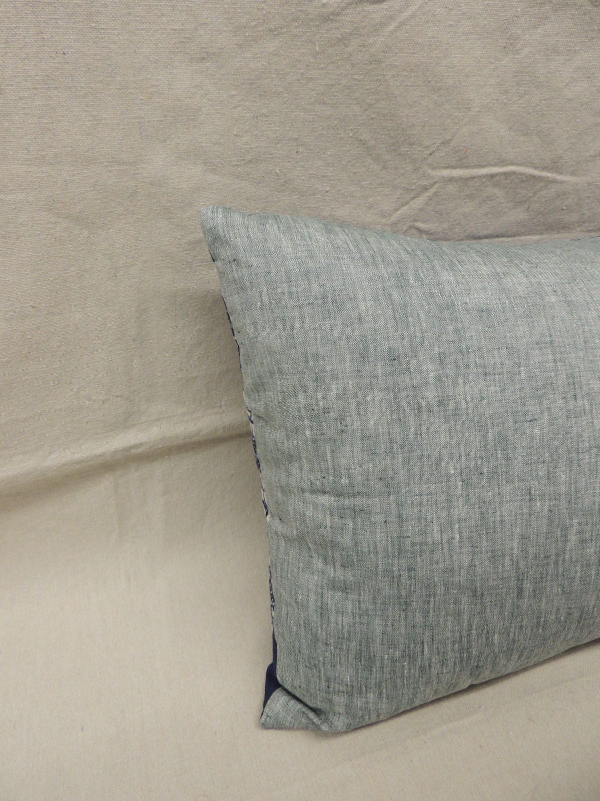 Blue and White Indian Batik Bolster Pillow at 1stdibs