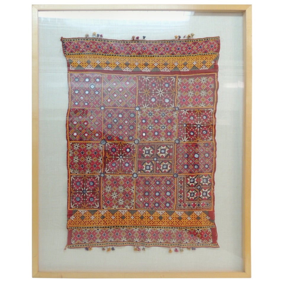 Framed Indian Embroidery and Beaded Textile