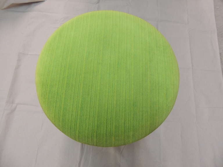 French Green Velvet Upholstered Round Vanity Bench
