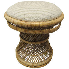 Round Wicker Upholster Stool
