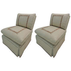 Pair of Mid-Century Modern Upholster Slipper Chairs