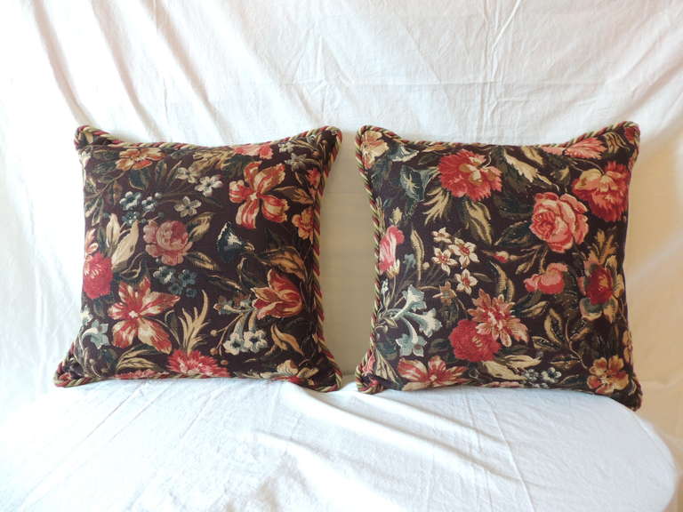 Pair of Vintage Tapestry Floral Pillows.