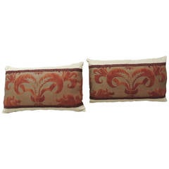 Pair of Fortuny Glicine Red Lumbar Decorative Pillows