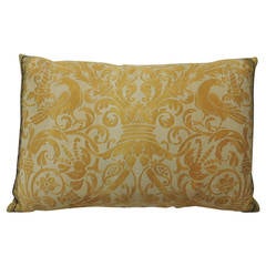 Vintage Yellow Fortuny Bolster Pillow 3
