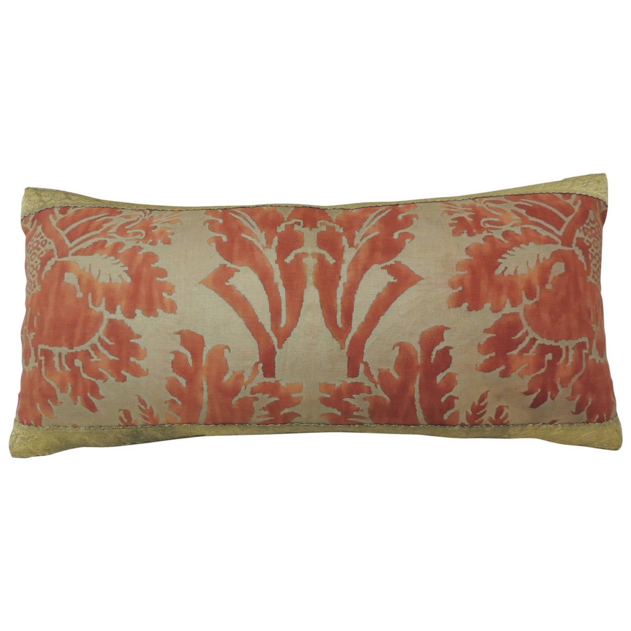 Large Fortuny Red Bolster Pillow For Sale at 1stdibs