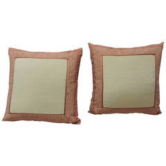 Pair of Fortuny Pink Tapa Border Pillows