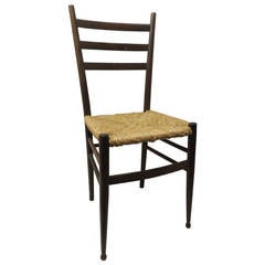 Italian Ladder Back Side Chair with Rush Seat
