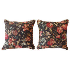 Pair of Vintage Tapestry Floral Pillows.