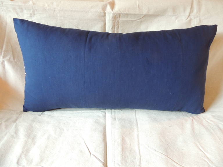 Vintage Japanese Blue and White Bolster Pillow at 1stdibs