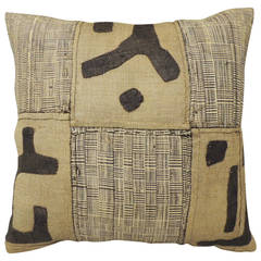 Antique African Tribal Raffia Patchwork Pillow