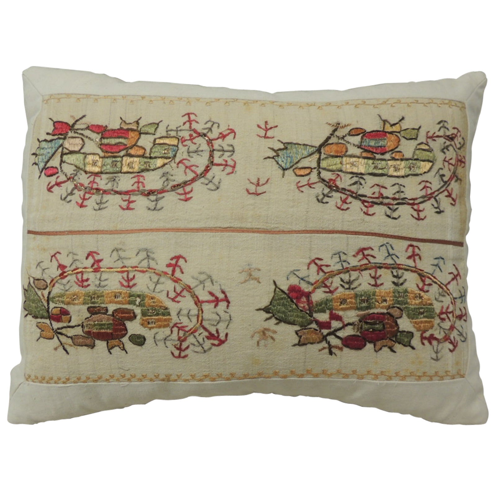 Paisley Turkish Embroidery Lumbar Pillow
