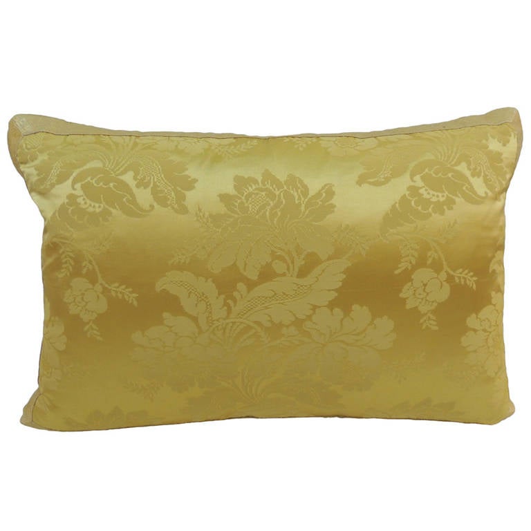 Yellow Silk Damask Pillow. at 1stdibs