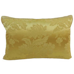 Yellow Silk Damask Pillow. Vintage Yellow Silk Damask Pillow.