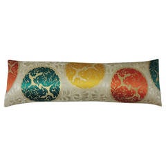 Japanese Silk Circle Medallions Bolster Pillow From Asia