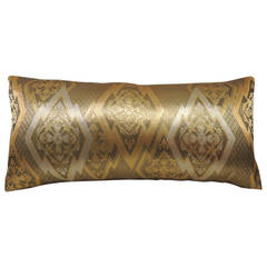 Vintage Asian Obi in Gold and Silver Bolster Pillow