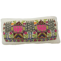 Colorful Turkish Embroidery Linen Lumbar Pillow