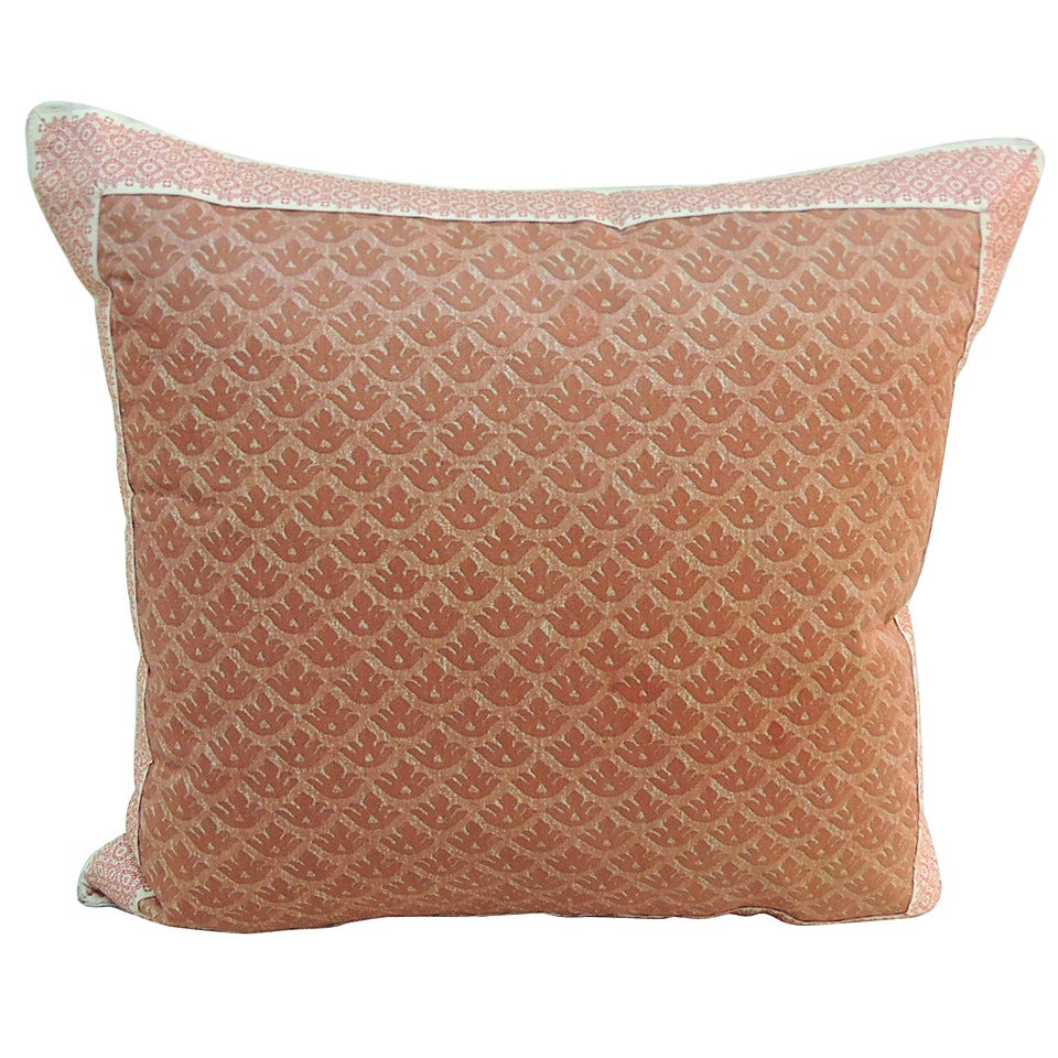 Vintage Fortuny Pillow with Ribbon Trim.