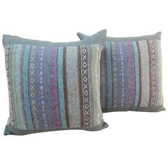 Pair of Antique Textiles Ikat Cloth Pillows.
